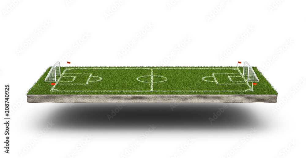 Green grass 3d soccer field and football field background. Football ...