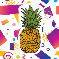 Sticker - Trendy card design with pineapple sticker