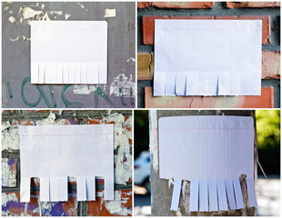 Blank white paper with tear off tabs