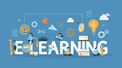 Poster - E-learning concept. illustration.