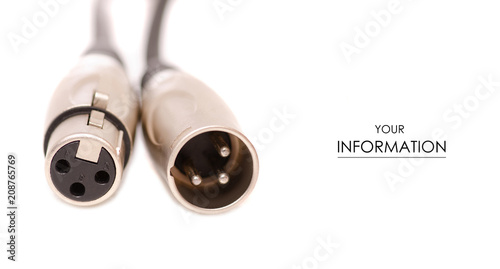 Fotografía Xlr cable sound microphone electronic pattern on white background isolation