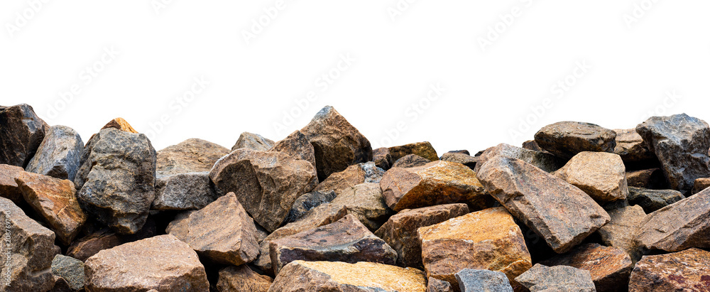 Big rock isolated on white. This has clipping path. - obrazy, fototapety, plakaty 