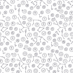 Wall Mural - seamless pattern with cosmos doodle illustrations.