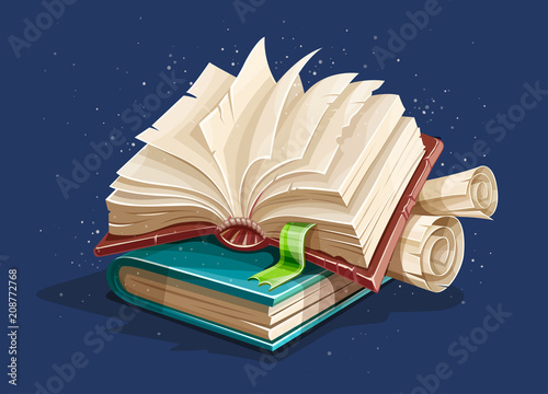 Magic book from fairy tale with spreading pages. Spreadsheet Poster