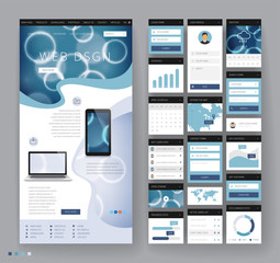 Wall Mural - Website template design with interface elements