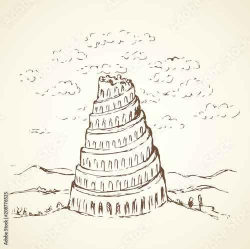 Tower of Babel. Vector drawing Stock Vector | Adobe Stock