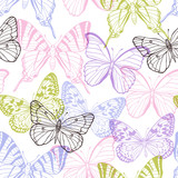 Decorative seamless pattern with butterflies