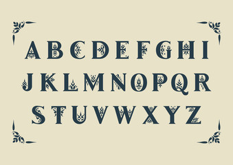 Aufkleber - Vector decorative alphabet. Serif capital letters decorated with vintage flourishes. For initials, monograms, wedding design.