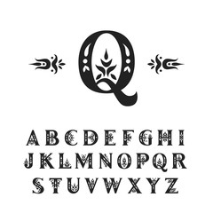 Aufkleber - Vector decorative alphabet. Serif capital letters decorated with vintage flourishes. For initials, monograms, wedding design.