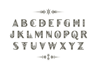 Aufkleber - Vector decorative alphabet. Sans Serif capital letters decorated with vintage flourishes. For initials, monograms, wedding design.