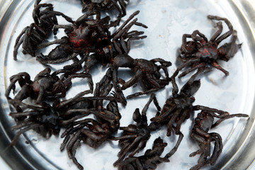 CAMBODIA SIEM REAP OLD MARKET FOOD SPIDER