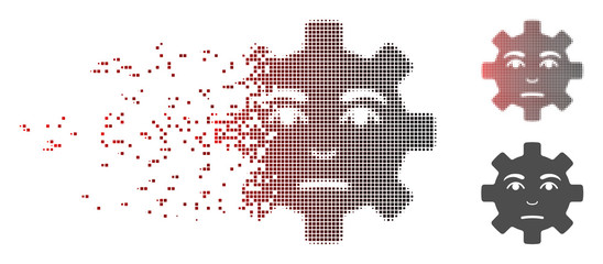 Fototapete - vector pity service gear smiley icon in dispersed, pixelated halftone with red to black horizontal g