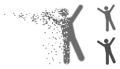 Fototapete - grey vector man joy icon in dissolved, dotted halftone and undamaged solid variants. disappearing ef