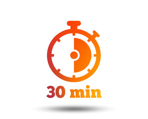 Poster - Timer sign icon. 30 minutes stopwatch symbol. Blurred gradient design element. Vivid graphic flat icon. Vector