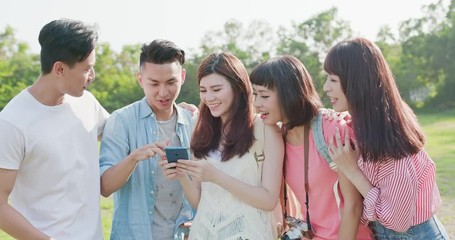 Wall Mural - people use phone happily