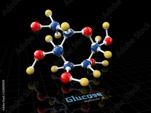 Fotografía Molecule of glucose, molecular formula C6H12O6. 3d Illustration