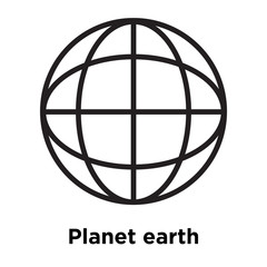 Poster - Planet earth icon vector sign and symbol isolated on white background, Planet earth logo concept, outline symbol, linear sign