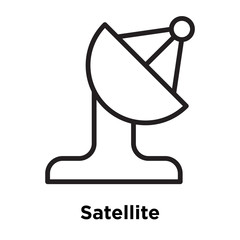Aufkleber - Satellite icon vector sign and symbol isolated on white background, Satellite logo concept, outline symbol, linear sign