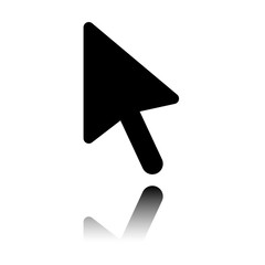 Poster - computer mouse arrow icon. Black icon with mirror reflection on white background