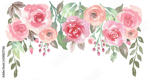 Photo  Loose Watercolor Floral Drop with Roses