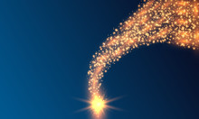 Burning Fire On A Transparent Background. Neon Blue And Yellow Star, Glittering Shine And Bokeh Lights. Glowing Light Particles With A Flash Effect.