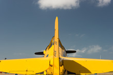 Yellow Harvard, Fighter Plane, Against Sky