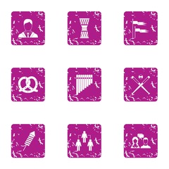 Poster - Office commander icons set. Grunge set of 9 office commander vector icons for web isolated on white background