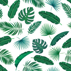 Wall Mural - tropical leaves seamless pattern