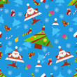 Seamless New Year pattern on a blue background . Candys, christmas tree and snowflake. vector illustration