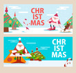 Cards for the new year with Santa Claus. Beautiful pictures. Vector illustration