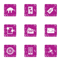 Poster - Dialog icons set. Grunge set of 9 dialog vector icons for web isolated on white background