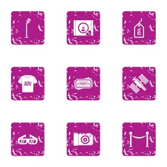 Poster - World advertising icons set. Grunge set of 9 world advertising vector icons for web isolated on white background