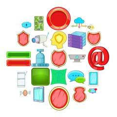 Poster - Encoding icons set. Cartoon set of 25 encoding vector icons for web isolated on white background