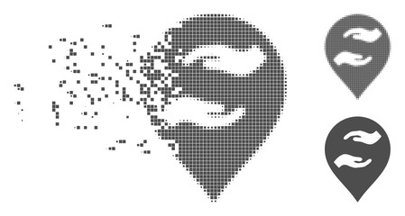 Fototapete - grey vector care hands marker icon in fractured, pixelated halftone and undamaged whole versions. di