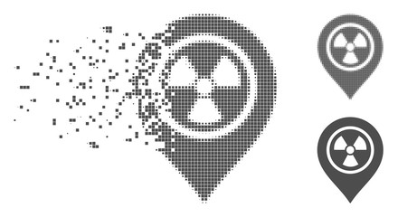 Fototapete - Grey vector radioactive marker icon in dissolved, pixelated halftone and undamaged entire versions. Disintegration effect involves rectangular particles.