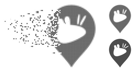 Fototapete - Gray vector rats marker icon in fractured, pixelated halftone and undamaged solid variants. Disappearing effect involves rectangular dots. Elements are arranged into disappearing rats marker form.