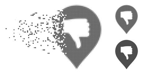 Fototapete - gray vector thumb down marker icon in dispersed, dotted halftone and undamaged whole variants. disap