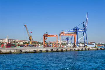 Poster - Istanbul, Turkey, 8 June 2018: Haydarpasa port at Kadikoy district of Istanbul