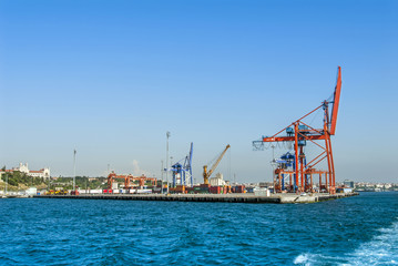 Poster - Istanbul, Turkey, 8 June 2018: Haydarpasa port at Kadikoy district of Istanbul