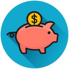 Poster - piggy bank circle blue icon