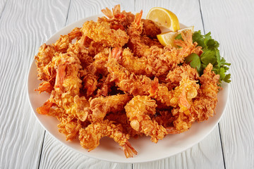 Sticker - close-up of corn flakes breaded deep-fried shrimps