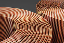 Spiral Copper Pipes And Copper Tubes. 3D Illustration