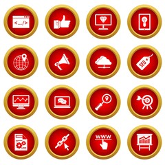 Poster - SEO icon red circle set isolated on white background