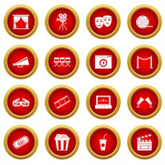 Poster - Cinema icon red circle set isolated on white background