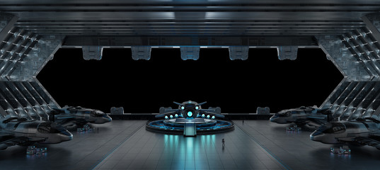 Llanding strip spaceship interior isolated on black background 3D rendering