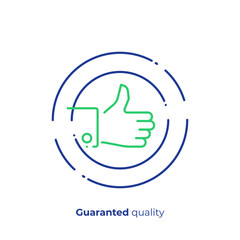 Fototapete - line art thumb up, like hand. Team building. Scalable vector icon in modern lineart style. outline elements vector illustration.