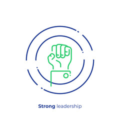 Fototapete - line art rised fist. Leadership hand. Team building. Scalable vector icon in modern lineart style. outline elements vector illustration.