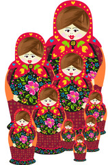 Traditional russian matryoshka doll family