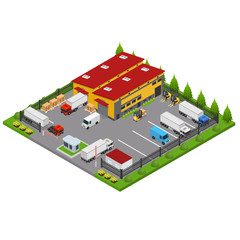 Poster - Warehouse Concept 3d Isometric View. Vector