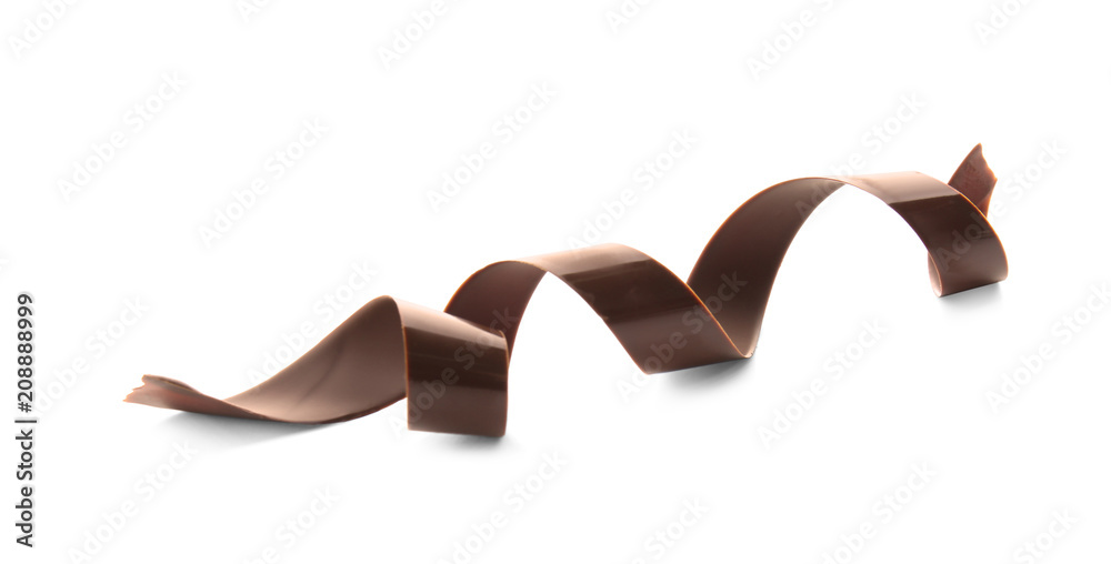 Chocolate curl on white background